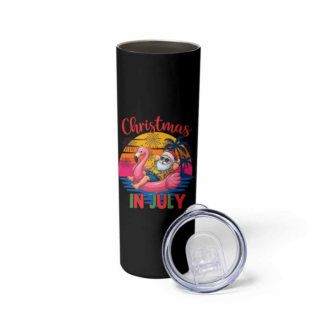Funny Hawaiian Christmas Skinny Tumbler Santa Beach Tropical Xmas - Wonder Print Shop