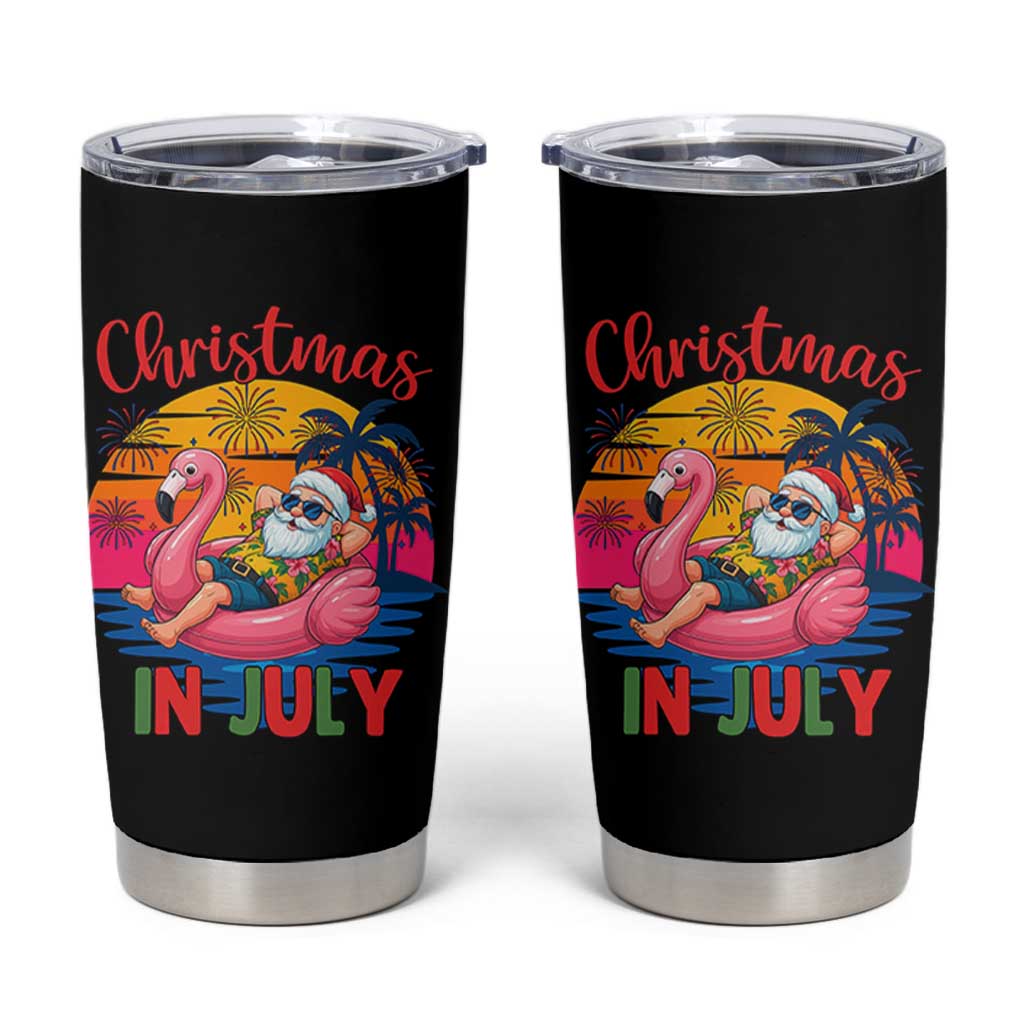 Funny Hawaiian Christmas Tumbler Cup Santa Beach Tropical Xmas - Wonder Print Shop