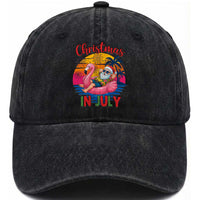 Funny Hawaiian Christmas Washed Cotton Baseball Cap Santa Beach Tropical Xmas
