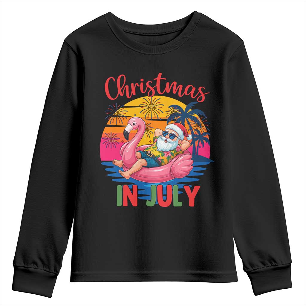 Funny Hawaiian Christmas Youth Sweatshirt Santa Beach Tropical Xmas - Wonder Print Shop