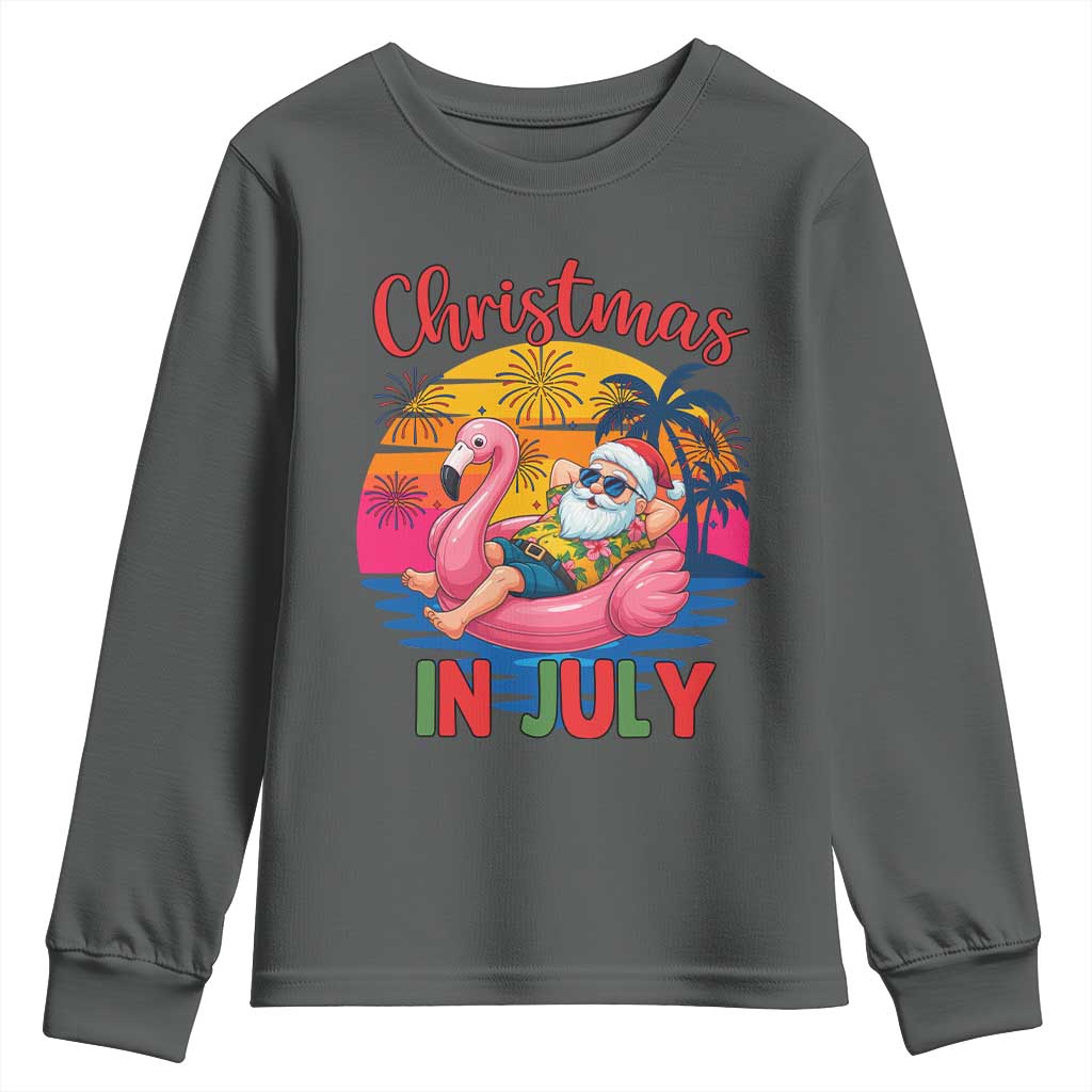 Funny Hawaiian Christmas Youth Sweatshirt Santa Beach Tropical Xmas - Wonder Print Shop