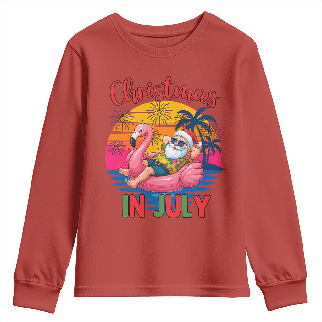 Funny Hawaiian Christmas Youth Sweatshirt Santa Beach Tropical Xmas - Wonder Print Shop