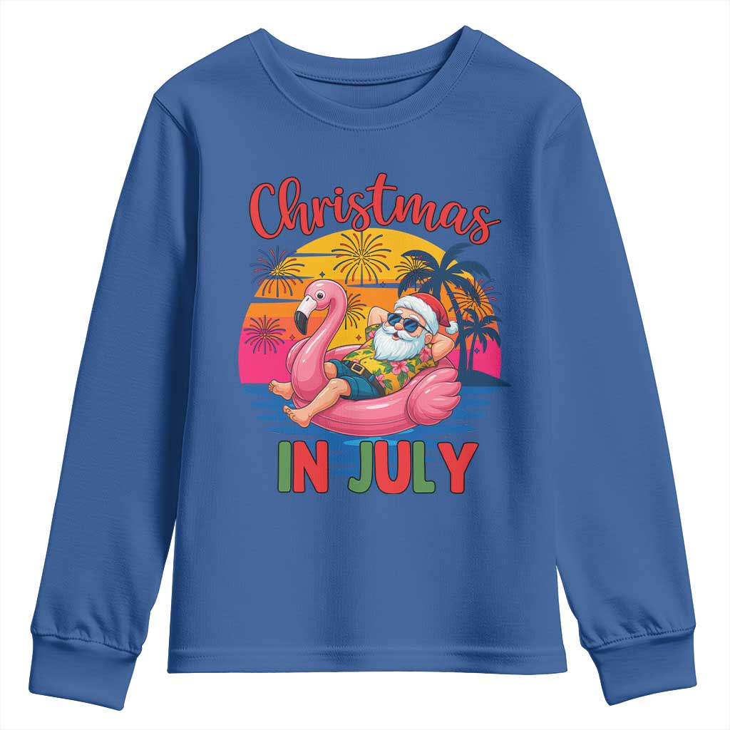 Funny Hawaiian Christmas Youth Sweatshirt Santa Beach Tropical Xmas - Wonder Print Shop