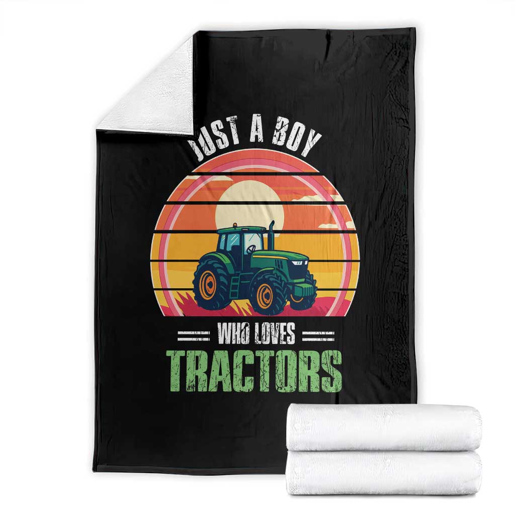 Funny Farmer Throw Blanket Just A Boy Who Loves Tractors - Wonder Print Shop