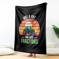 Funny Farmer Throw Blanket Just A Boy Who Loves Tractors - Wonder Print Shop
