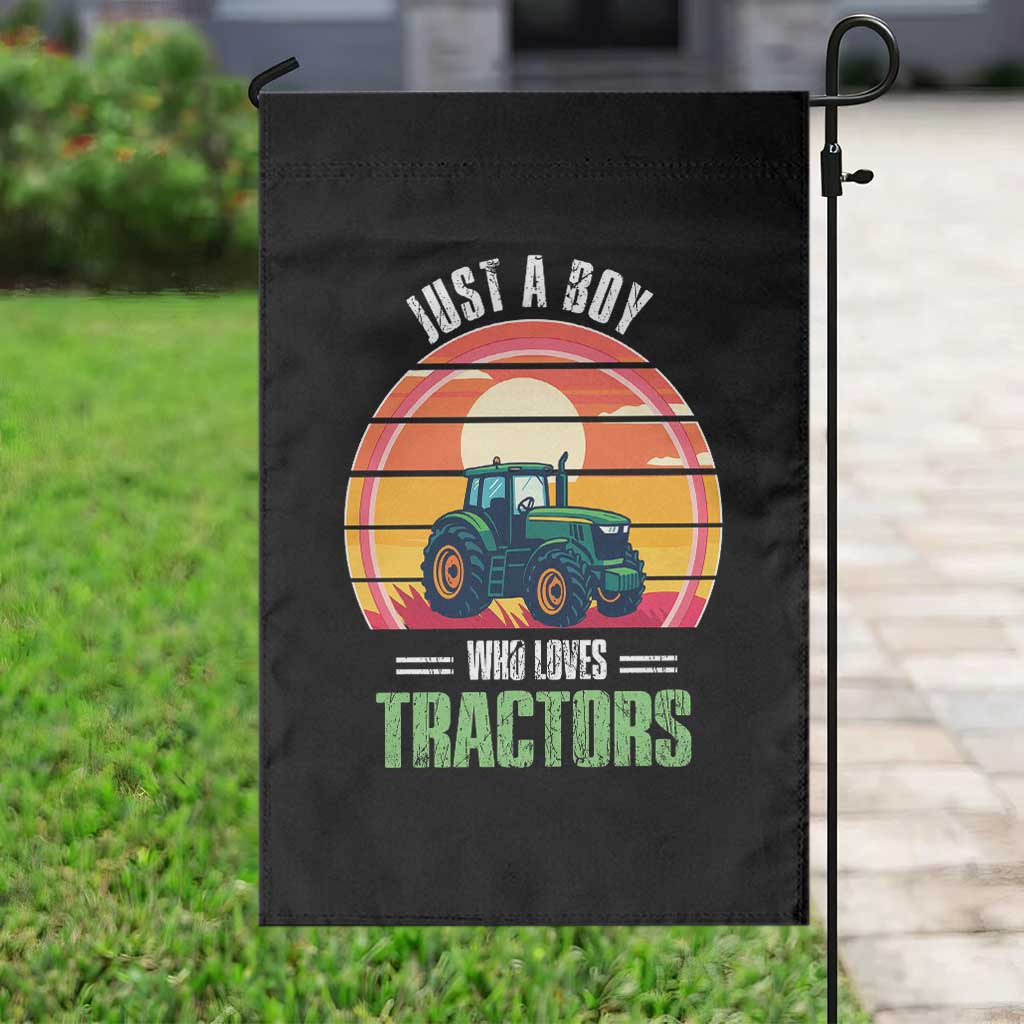 Funny Farmer Garden Flag Just A Boy Who Loves Tractors - Wonder Print Shop