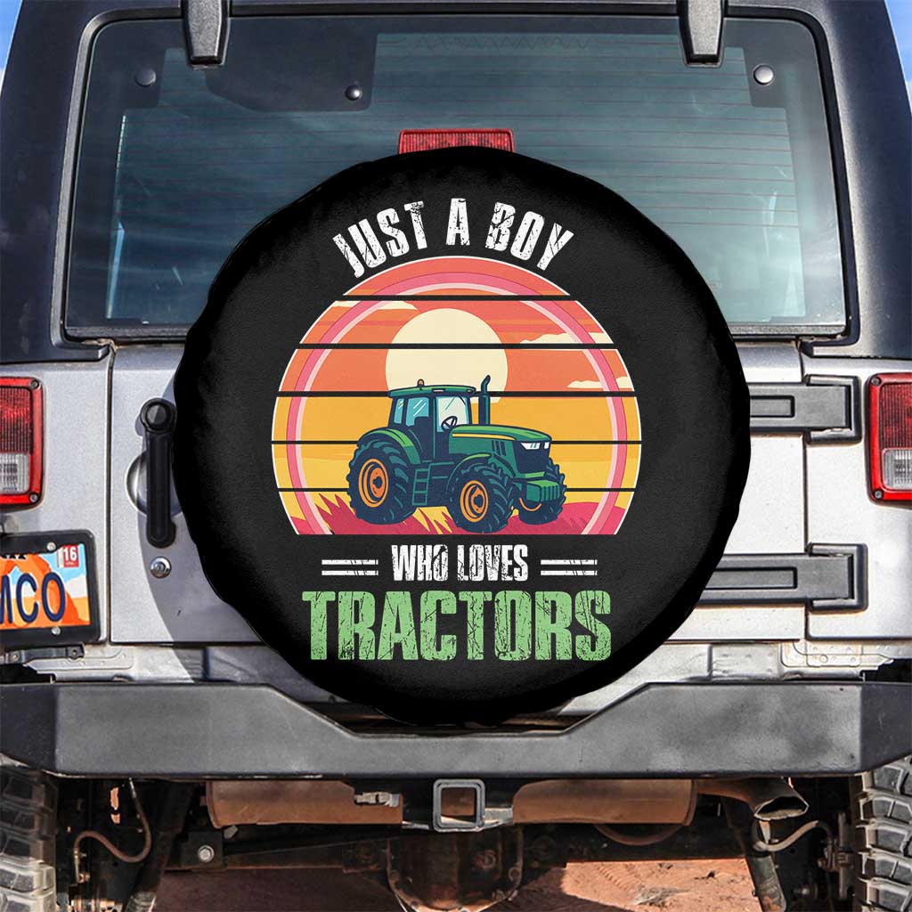 Funny Farmer Spare Tire Cover Just A Boy Who Loves Tractors - Wonder Print Shop