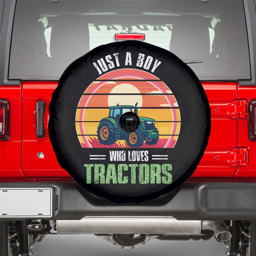 Funny Farmer Spare Tire Cover Just A Boy Who Loves Tractors - Wonder Print Shop