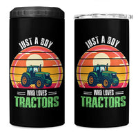 Funny Farmer 4 in 1 Can Cooler Tumbler Just A Boy Who Loves Tractors