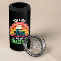 Funny Farmer 4 in 1 Can Cooler Tumbler Just A Boy Who Loves Tractors