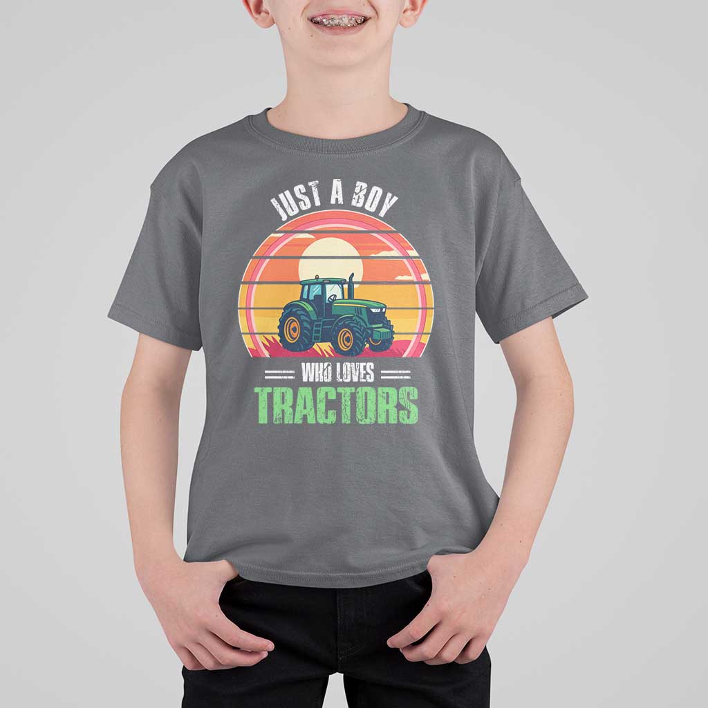 Funny Farmer T Shirt For Kid Just A Boy Who Loves Tractors - Wonder Print Shop