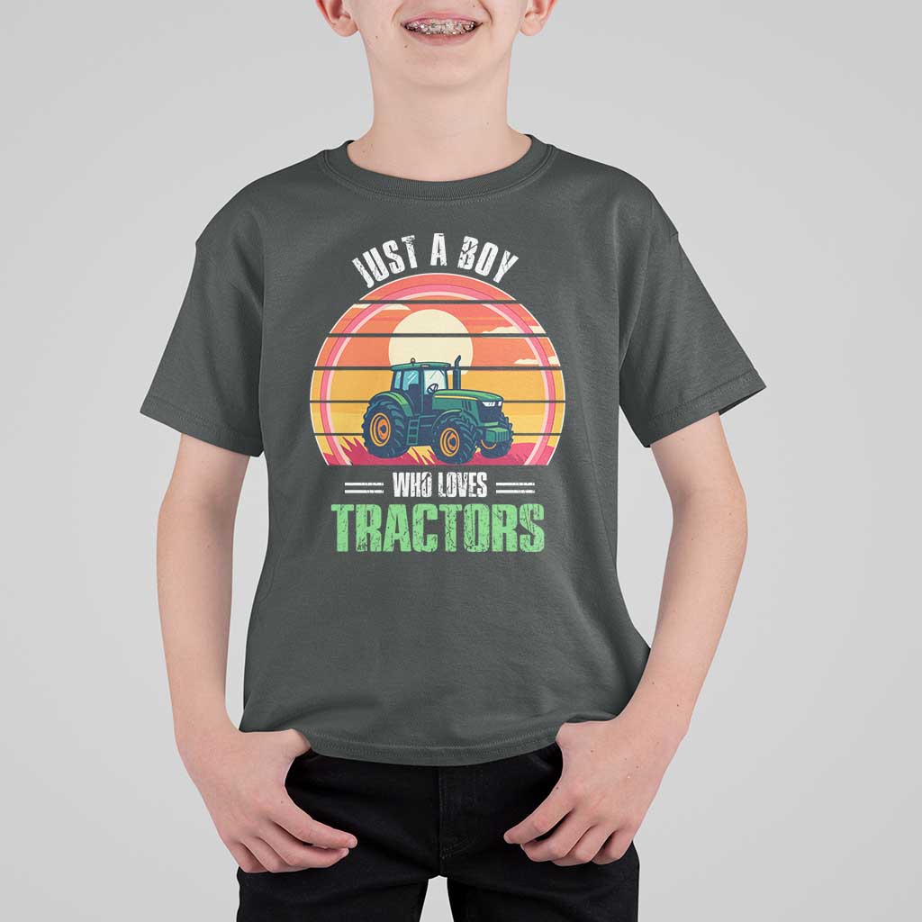 Funny Farmer T Shirt For Kid Just A Boy Who Loves Tractors - Wonder Print Shop