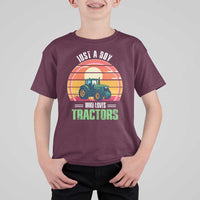 Funny Farmer T Shirt For Kid Just A Boy Who Loves Tractors - Wonder Print Shop