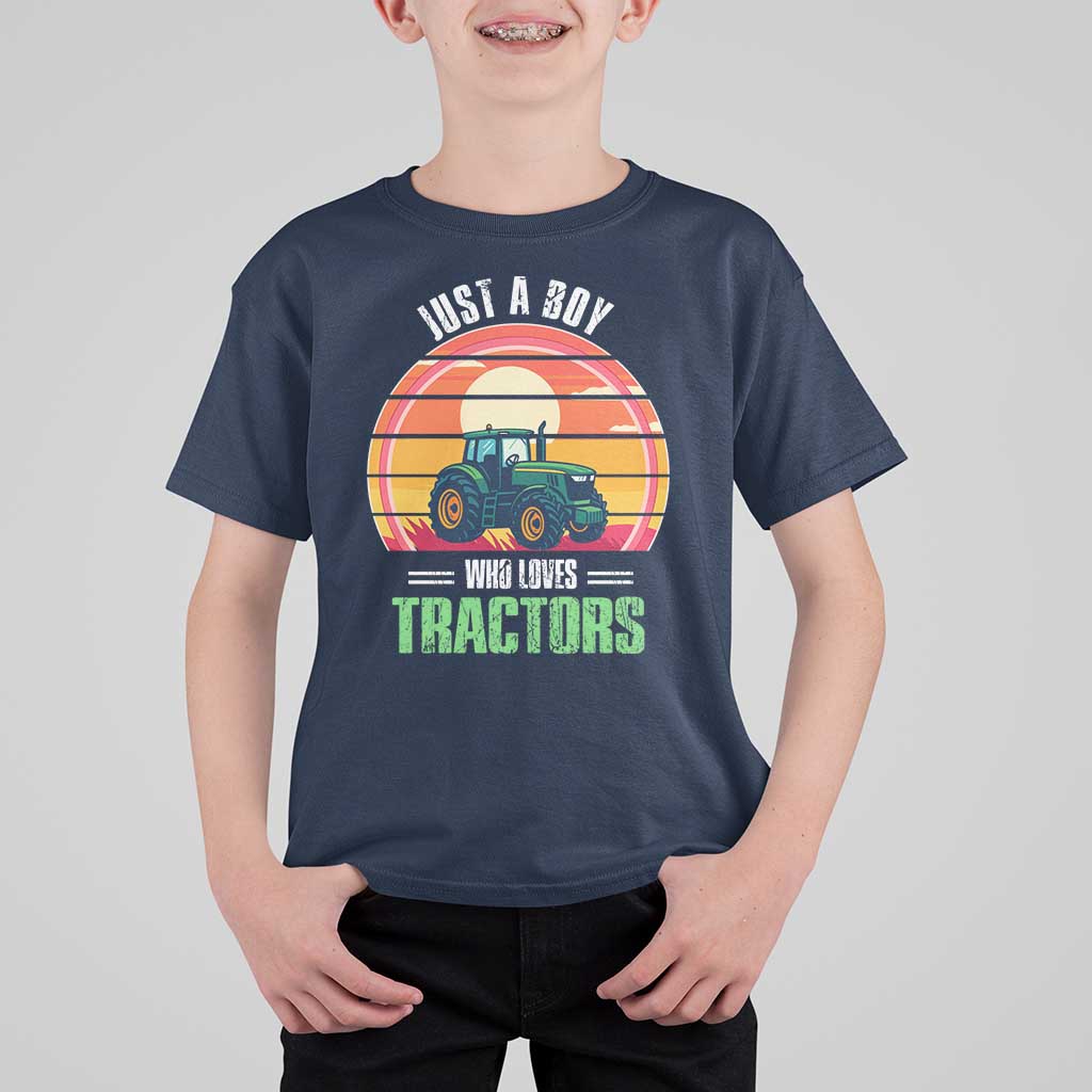 Funny Farmer T Shirt For Kid Just A Boy Who Loves Tractors - Wonder Print Shop