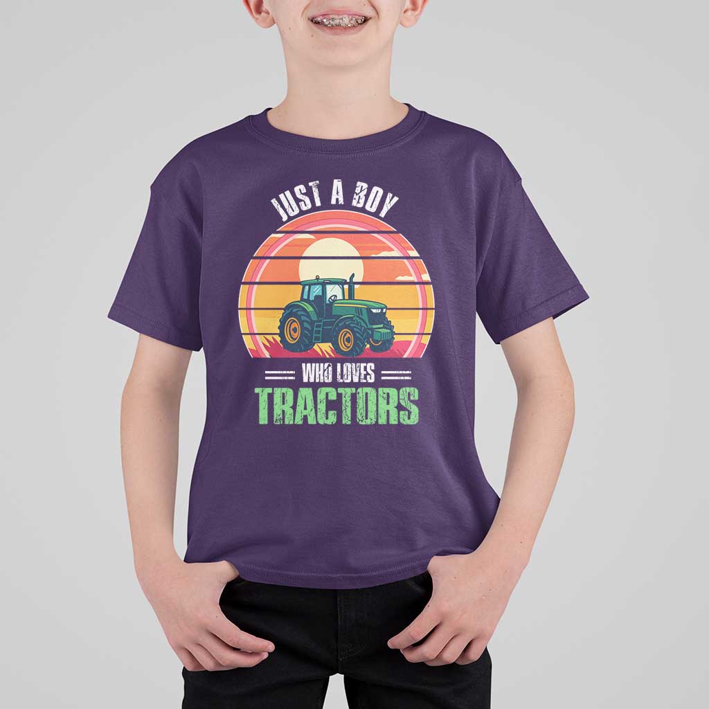 Funny Farmer T Shirt For Kid Just A Boy Who Loves Tractors - Wonder Print Shop