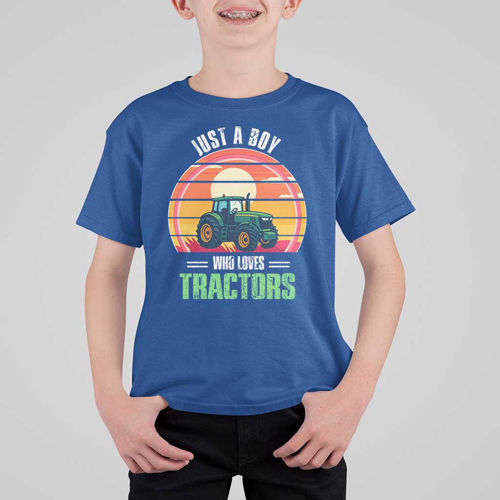 Funny Farmer T Shirt For Kid Just A Boy Who Loves Tractors - Wonder Print Shop
