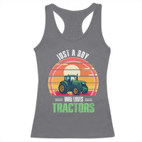 Funny Farmer Racerback Tank Top Just A Boy Who Loves Tractors - Wonder Print Shop