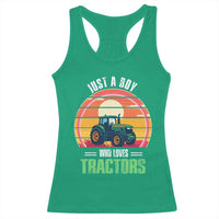 Funny Farmer Racerback Tank Top Just A Boy Who Loves Tractors - Wonder Print Shop