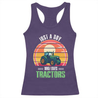 Funny Farmer Racerback Tank Top Just A Boy Who Loves Tractors - Wonder Print Shop