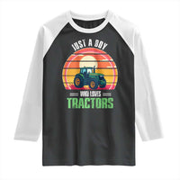Funny Farmer Raglan Shirt Just A Boy Who Loves Tractors - Wonder Print Shop