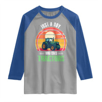 Funny Farmer Raglan Shirt Just A Boy Who Loves Tractors - Wonder Print Shop