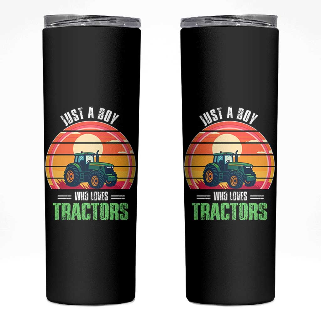 Funny Farmer Skinny Tumbler Just A Boy Who Loves Tractors