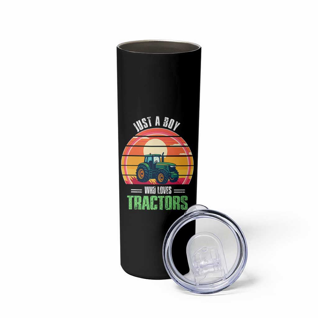 Funny Farmer Skinny Tumbler Just A Boy Who Loves Tractors