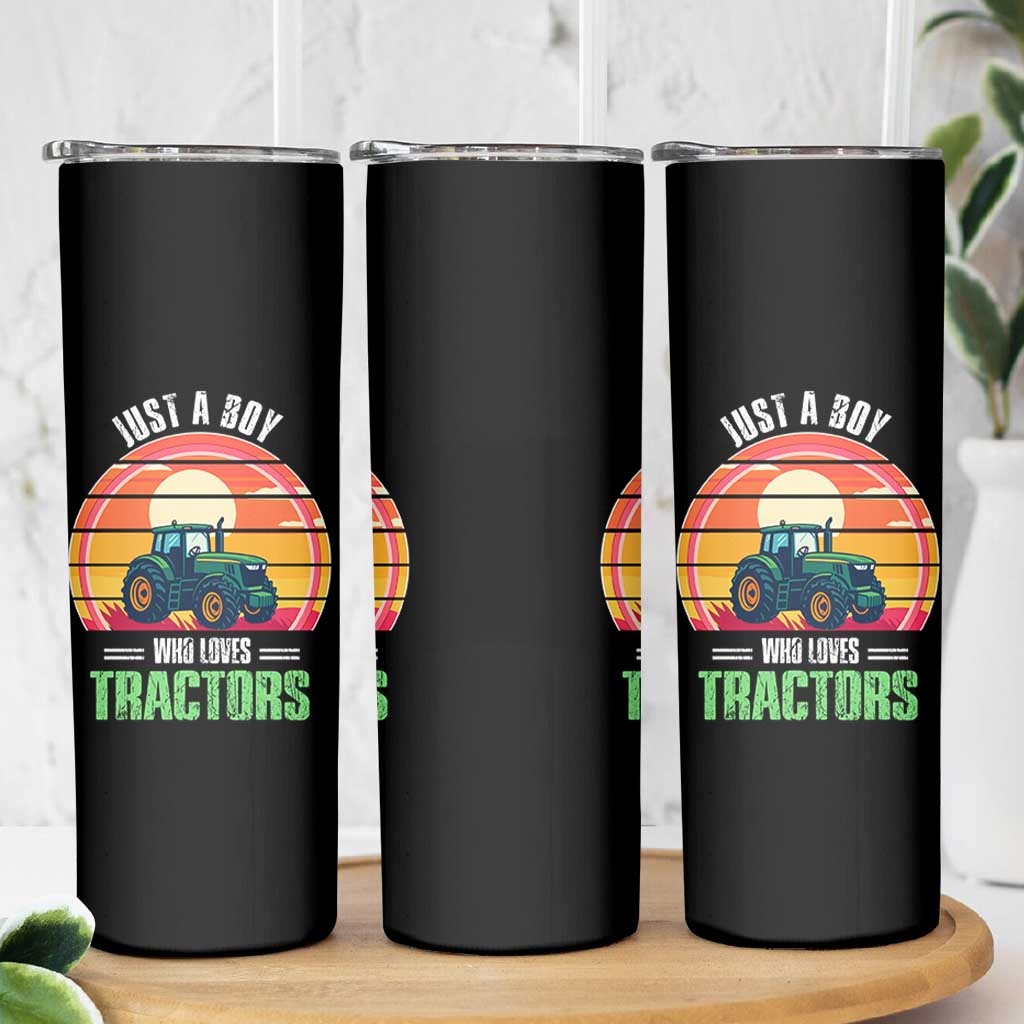 Funny Farmer Skinny Tumbler Just A Boy Who Loves Tractors