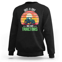 Funny Farmer Sweatshirt Just A Boy Who Loves Tractors - Wonder Print Shop