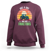 Funny Farmer Sweatshirt Just A Boy Who Loves Tractors - Wonder Print Shop