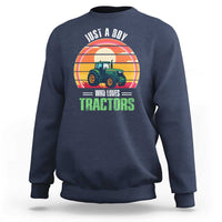 Funny Farmer Sweatshirt Just A Boy Who Loves Tractors - Wonder Print Shop
