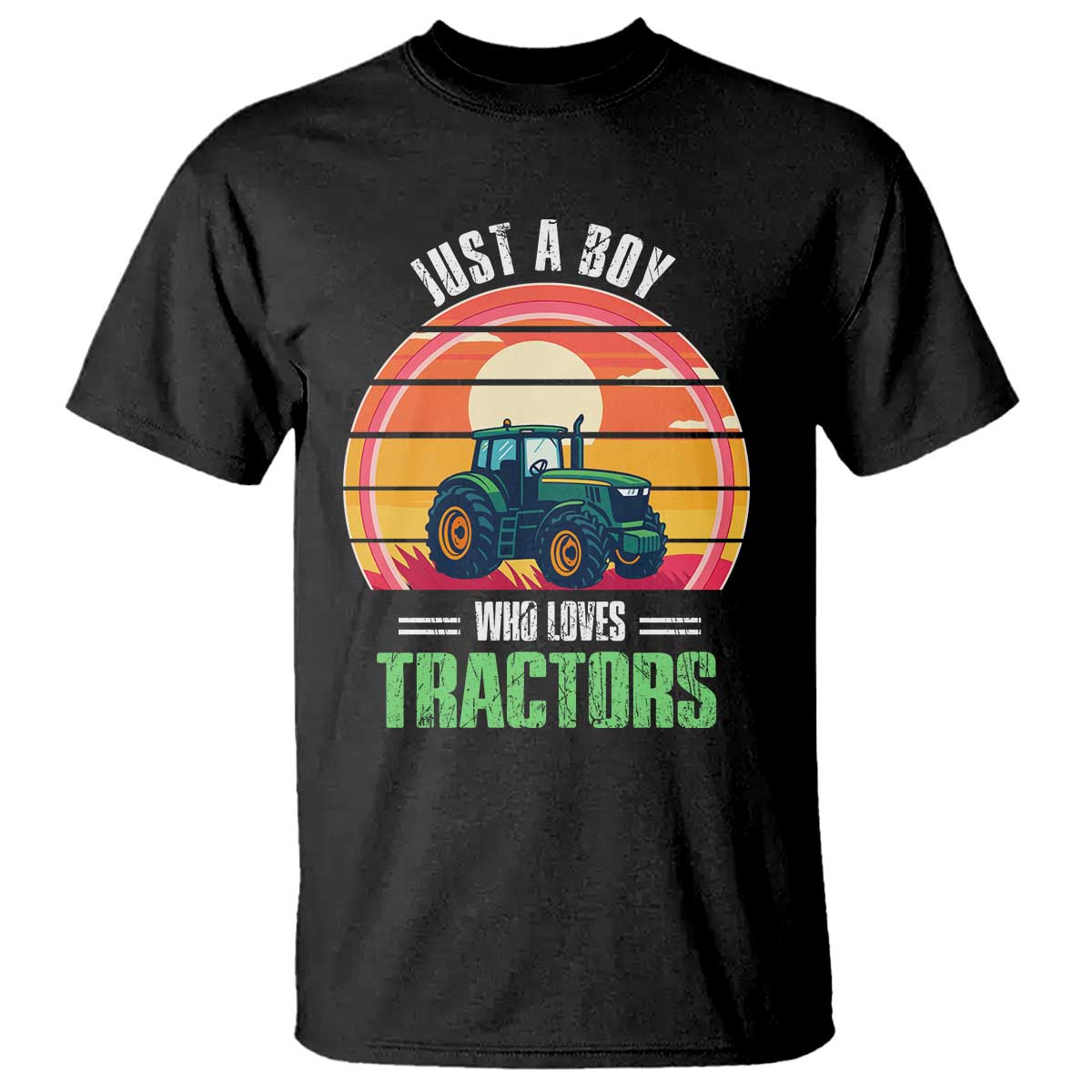 Funny Farmer T Shirt Just A Boy Who Loves Tractors - Wonder Print Shop