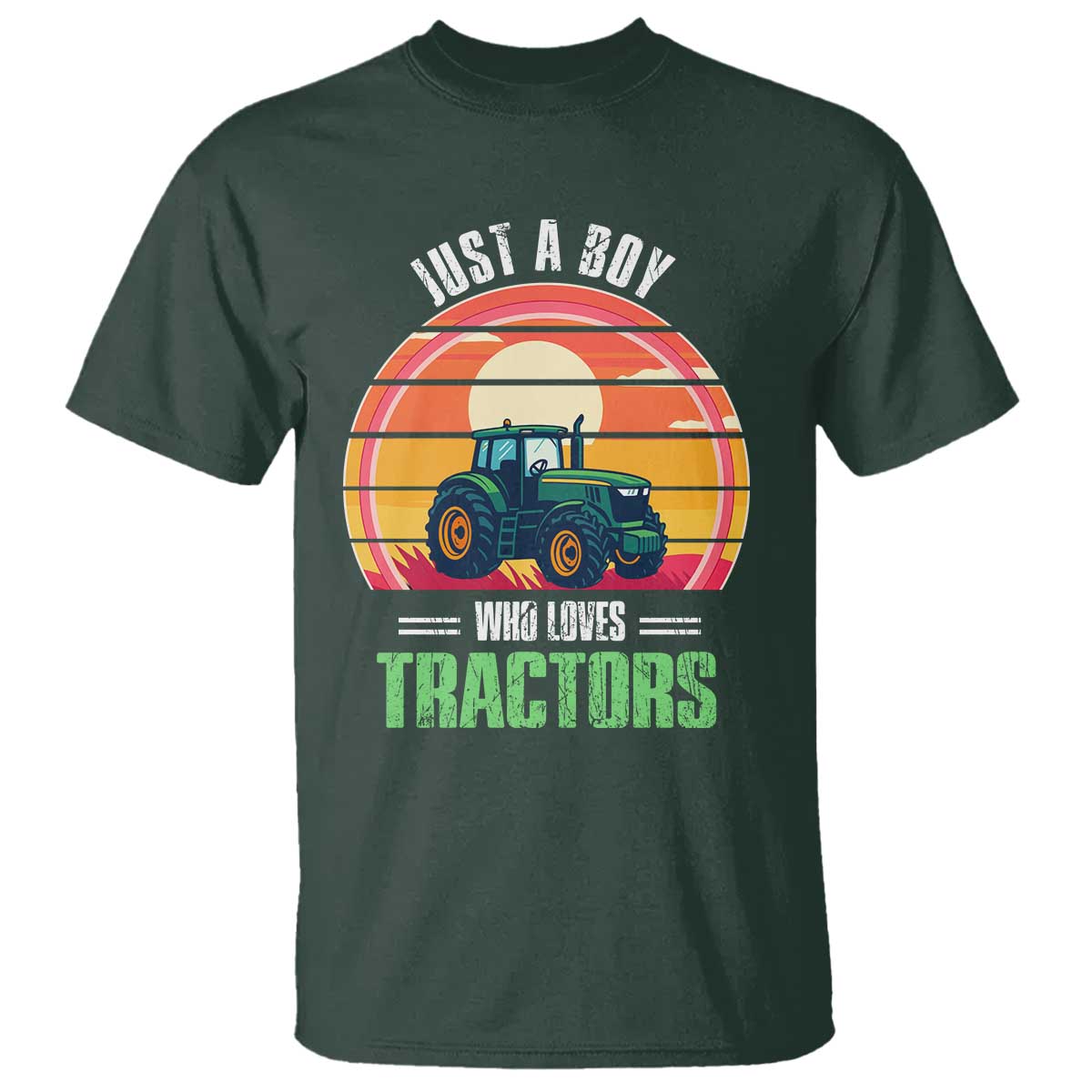 Funny Farmer T Shirt Just A Boy Who Loves Tractors - Wonder Print Shop