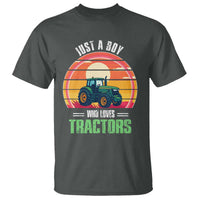 Funny Farmer T Shirt Just A Boy Who Loves Tractors - Wonder Print Shop