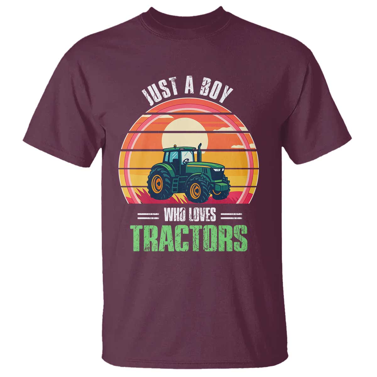 Funny Farmer T Shirt Just A Boy Who Loves Tractors - Wonder Print Shop