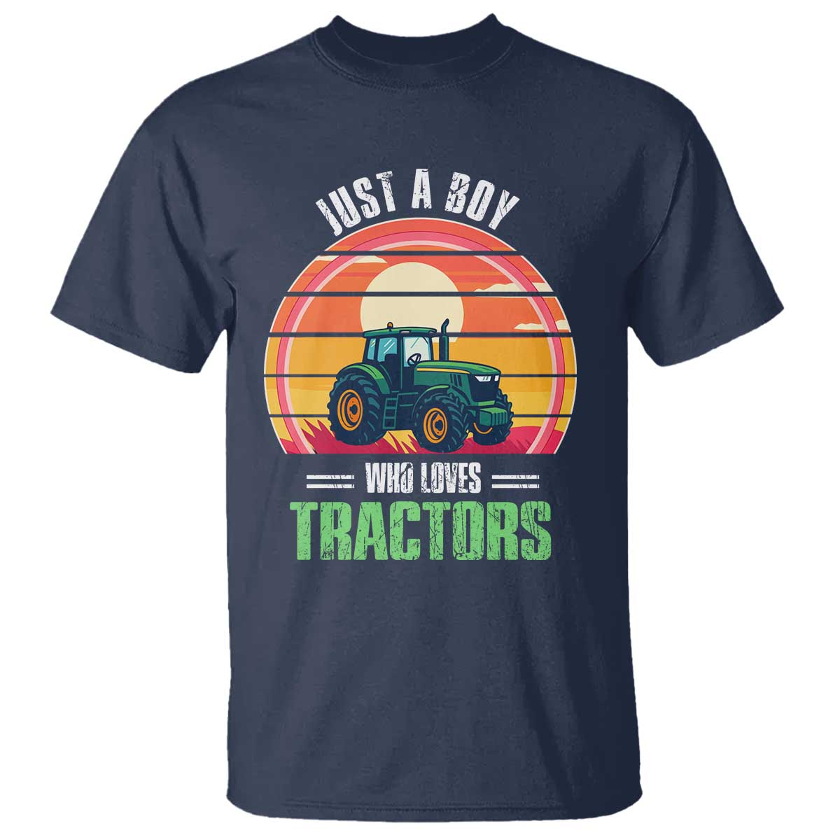 Funny Farmer T Shirt Just A Boy Who Loves Tractors - Wonder Print Shop