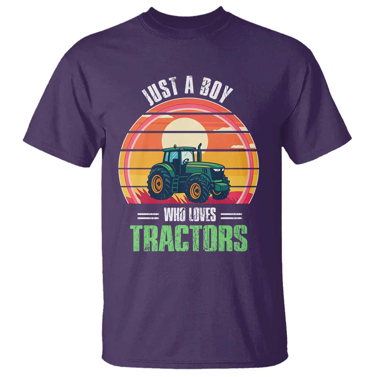 Funny Farmer T Shirt Just A Boy Who Loves Tractors - Wonder Print Shop