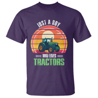 Funny Farmer T Shirt Just A Boy Who Loves Tractors - Wonder Print Shop