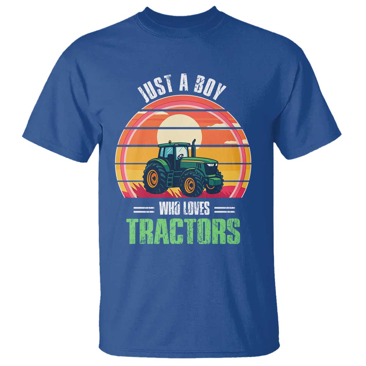 Funny Farmer T Shirt Just A Boy Who Loves Tractors - Wonder Print Shop