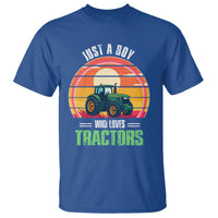 Funny Farmer T Shirt Just A Boy Who Loves Tractors - Wonder Print Shop