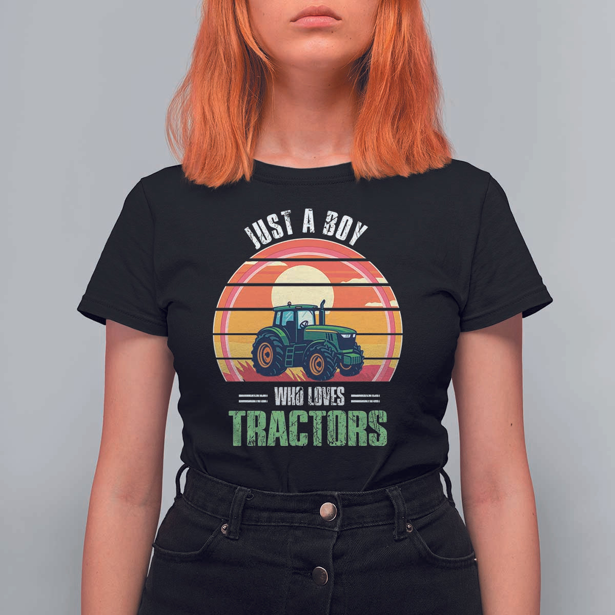 Funny Farmer T Shirt For Women Just A Boy Who Loves Tractors - Wonder Print Shop