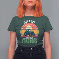 Funny Farmer T Shirt For Women Just A Boy Who Loves Tractors - Wonder Print Shop