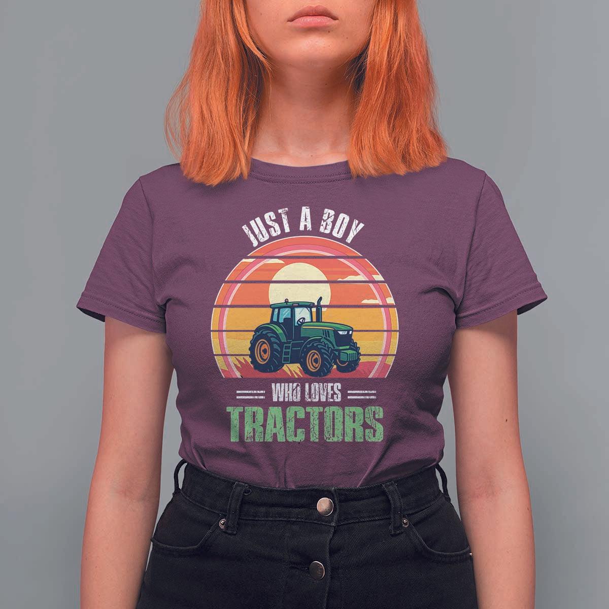 Funny Farmer T Shirt For Women Just A Boy Who Loves Tractors - Wonder Print Shop