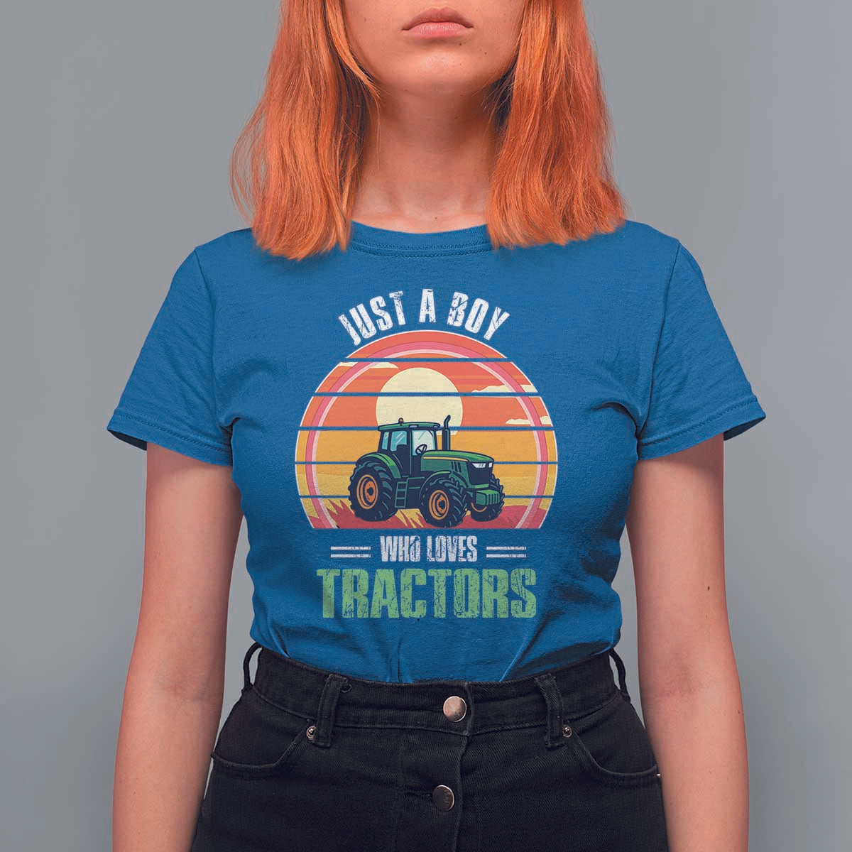 Funny Farmer T Shirt For Women Just A Boy Who Loves Tractors - Wonder Print Shop
