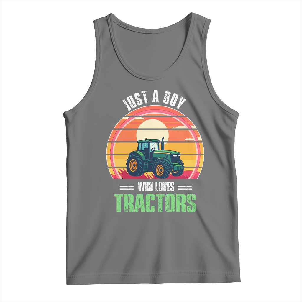 Funny Farmer Tank Top Just A Boy Who Loves Tractors - Wonder Print Shop