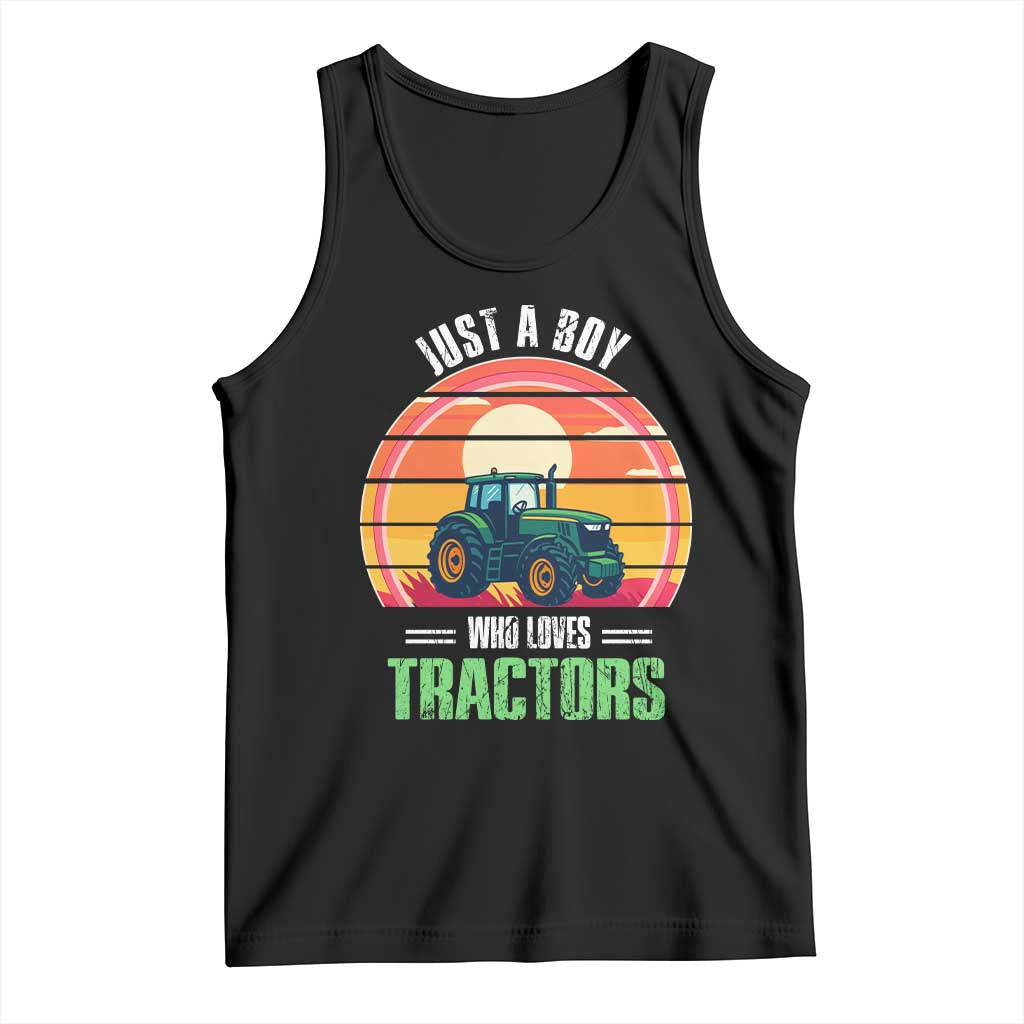 Funny Farmer Tank Top Just A Boy Who Loves Tractors - Wonder Print Shop
