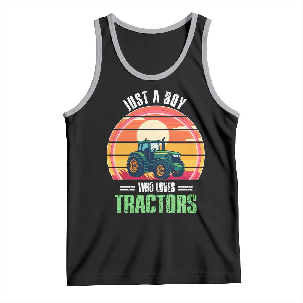 Funny Farmer Tank Top Just A Boy Who Loves Tractors - Wonder Print Shop