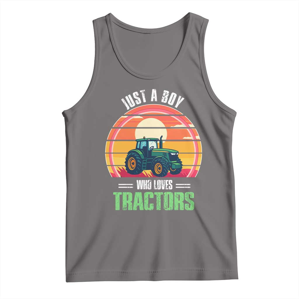 Funny Farmer Tank Top Just A Boy Who Loves Tractors - Wonder Print Shop