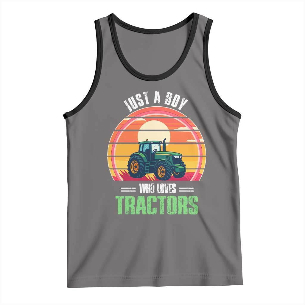 Funny Farmer Tank Top Just A Boy Who Loves Tractors - Wonder Print Shop
