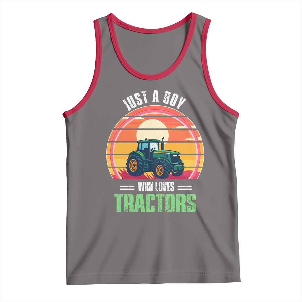 Funny Farmer Tank Top Just A Boy Who Loves Tractors - Wonder Print Shop